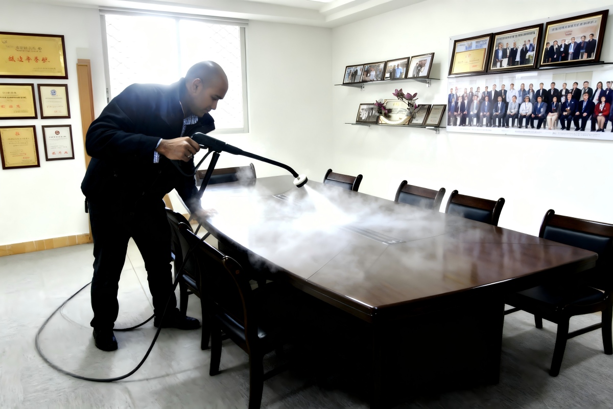 Portable steam cleaner for office desks
