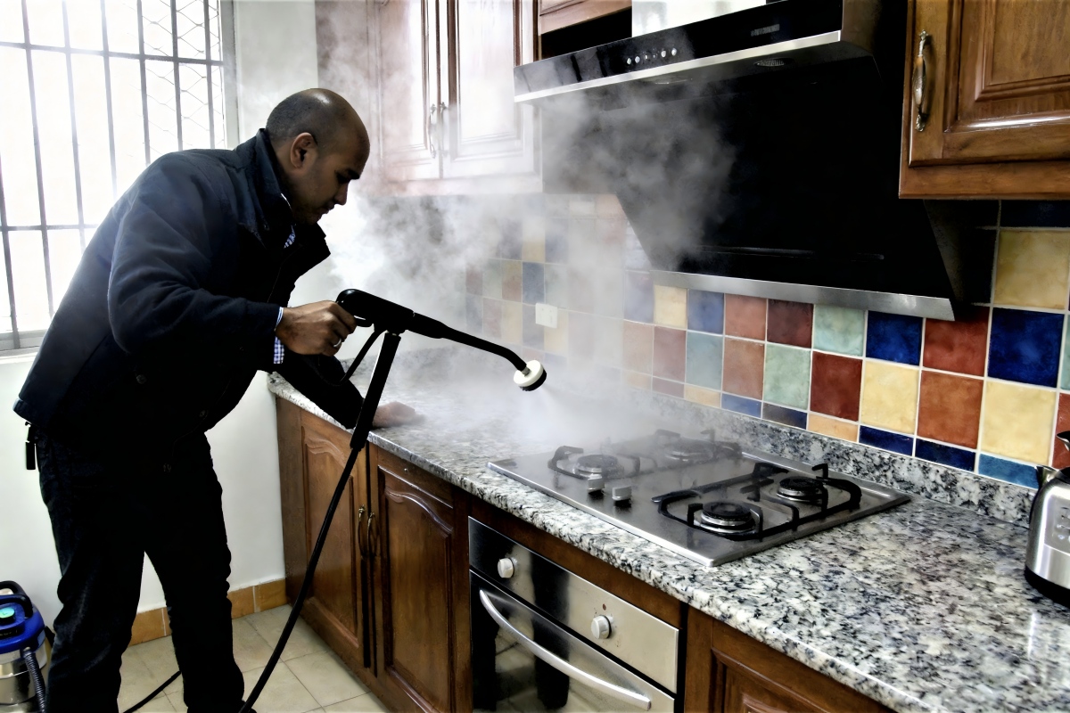 Portable steam cleaner for kitchens
